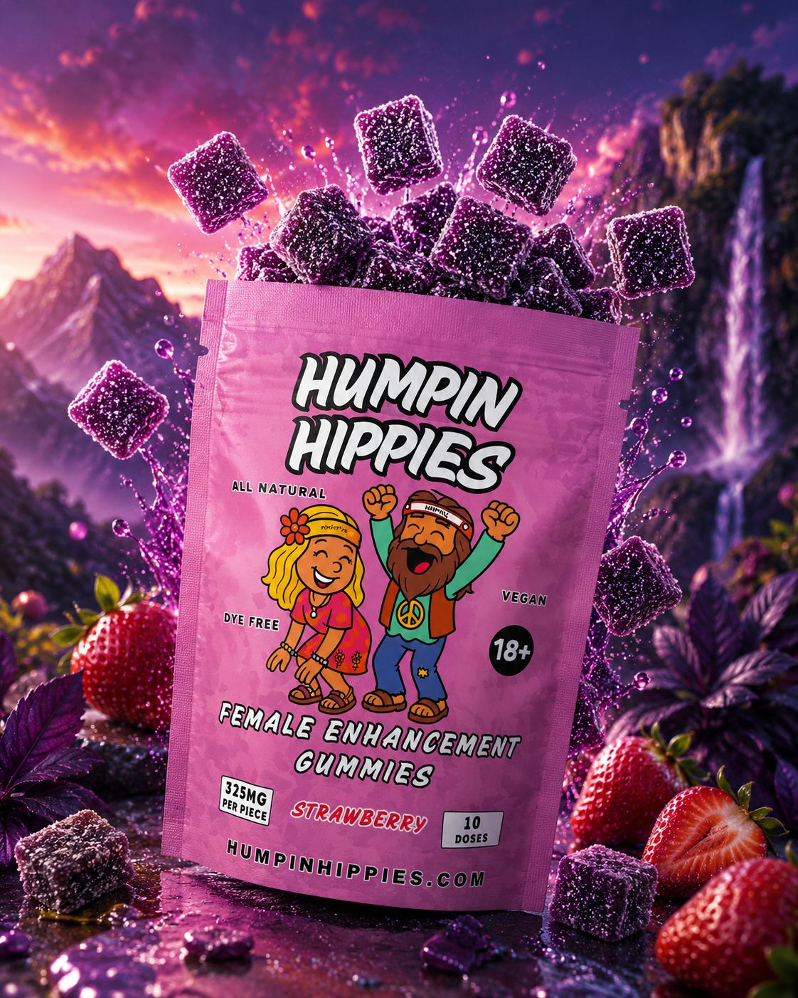 Distro Price (Minimum 100 Packs) - Humpin Hippies Female Enhancement Gummies 325MG 10-count