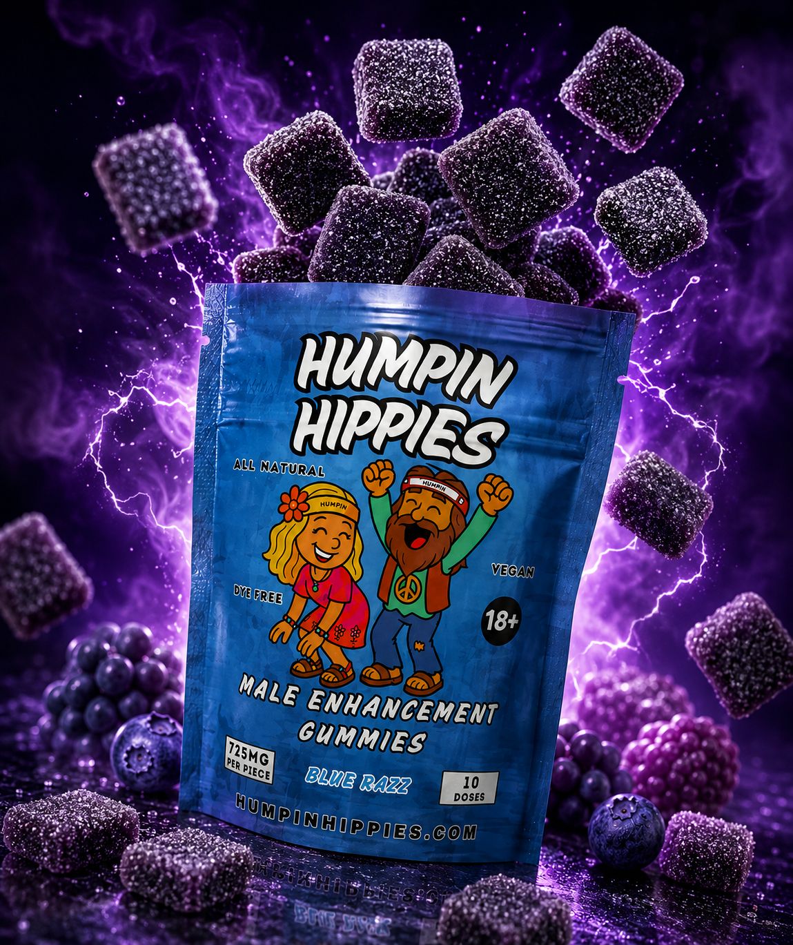 Distro Price (Minimum 100 Packs) - Humpin Hippies Male Enhancement Gummies 725MG 10-count